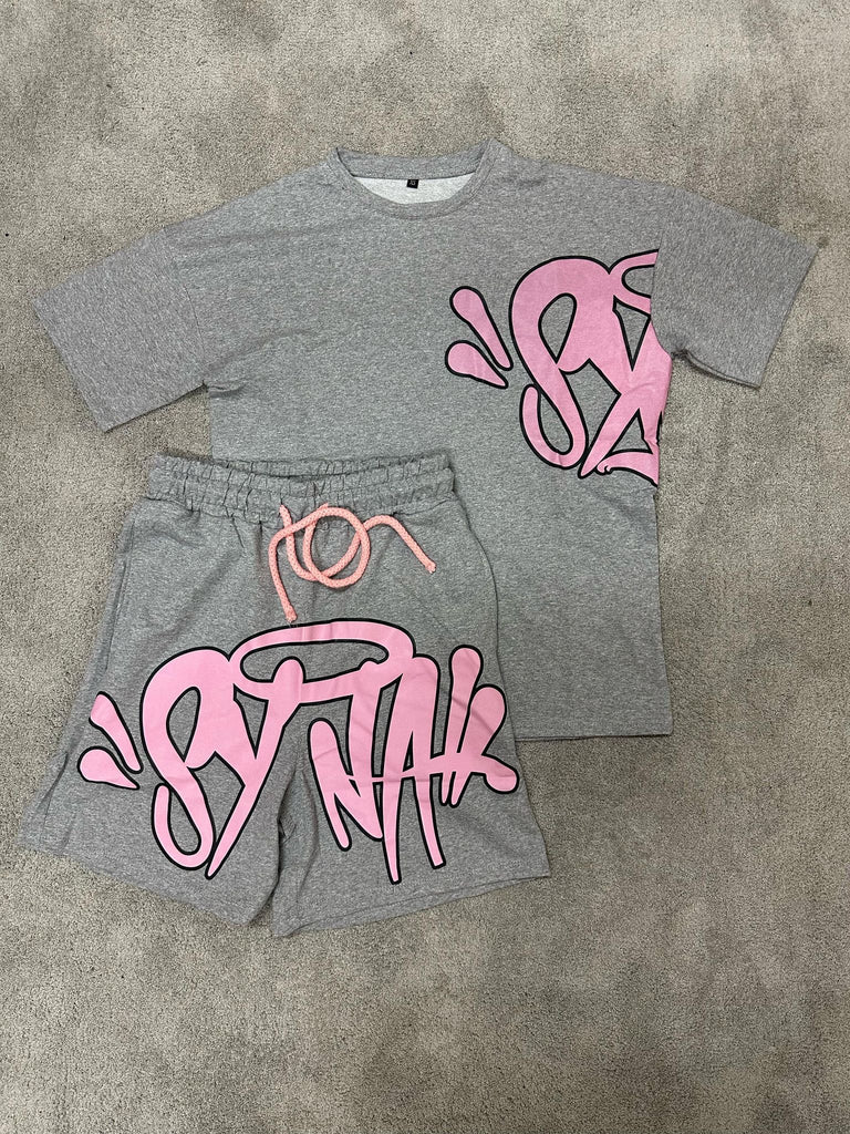 CONJUNTO SYNA - GRIS/ROSA